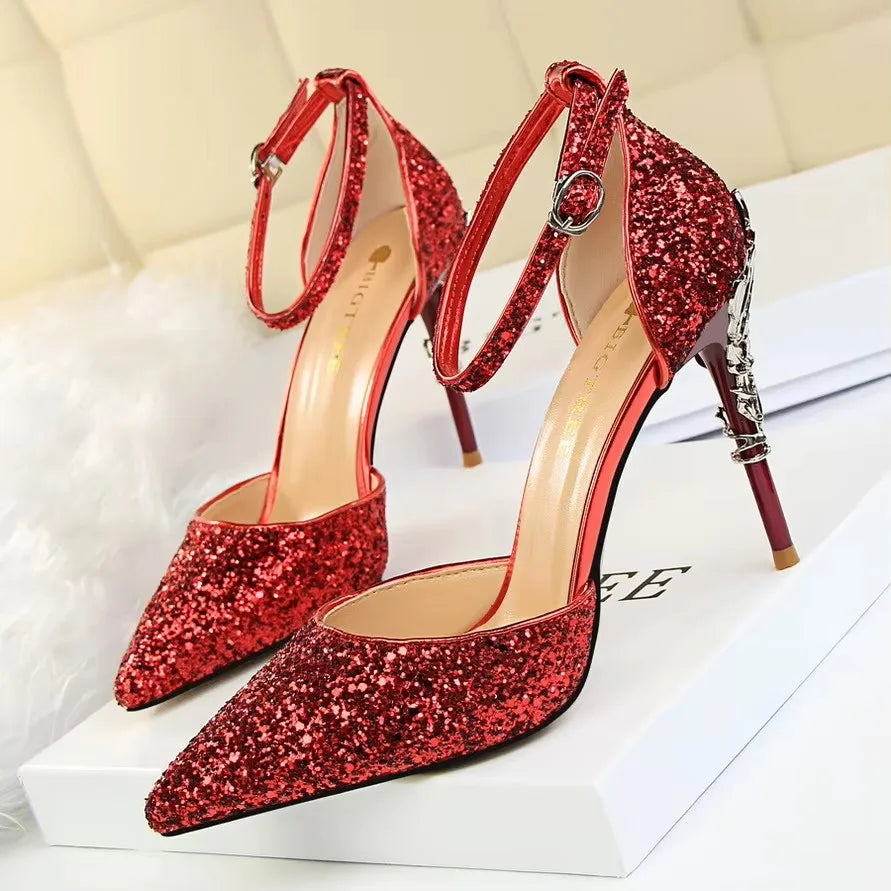 BIGTREE Shoes Heels 2026 New Woman Pumps Sequins High Heels Women Shoes Fashion Ladies Shoes Gold Sliver Stiletto Heels Sandals