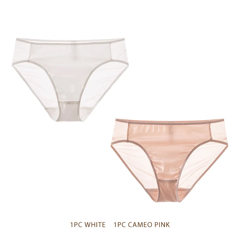 SuyaDream Women Panties 100% Natural silk Lining Meshes Briefs Underwear Health Underpants 2023 New Everyday wear Intimates