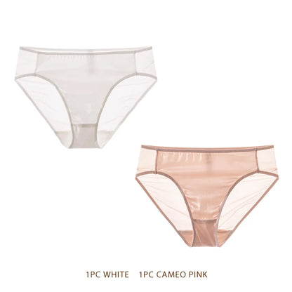 SuyaDream Women Panties 100% Natural silk Lining Meshes Briefs Underwear Health Underpants 2023 New Everyday wear Intimates