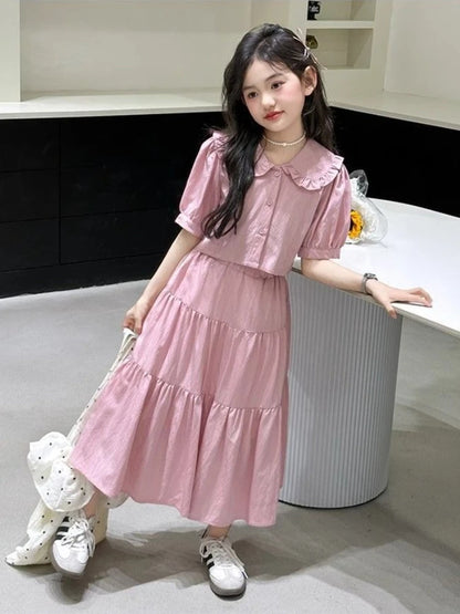 2025 Girl Summer Clothes Girls Clothing Sets 4 To 14 Years Children From 13 Children's Costumes Kids Dress 8 Coat 10 12 Old 11