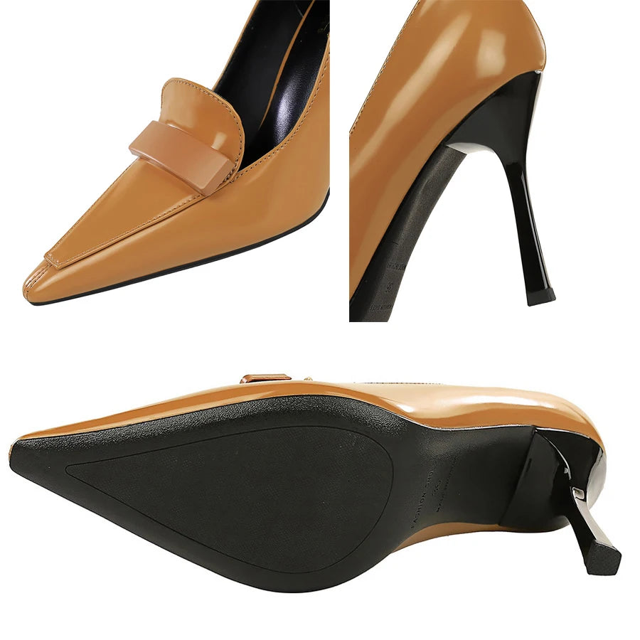 BIGTREE Shoes Patent Leather Women Pumps Sexy High Heels Occupation OL Office Shoes Stiletto 9.5 CM Heels Female Party Shoes