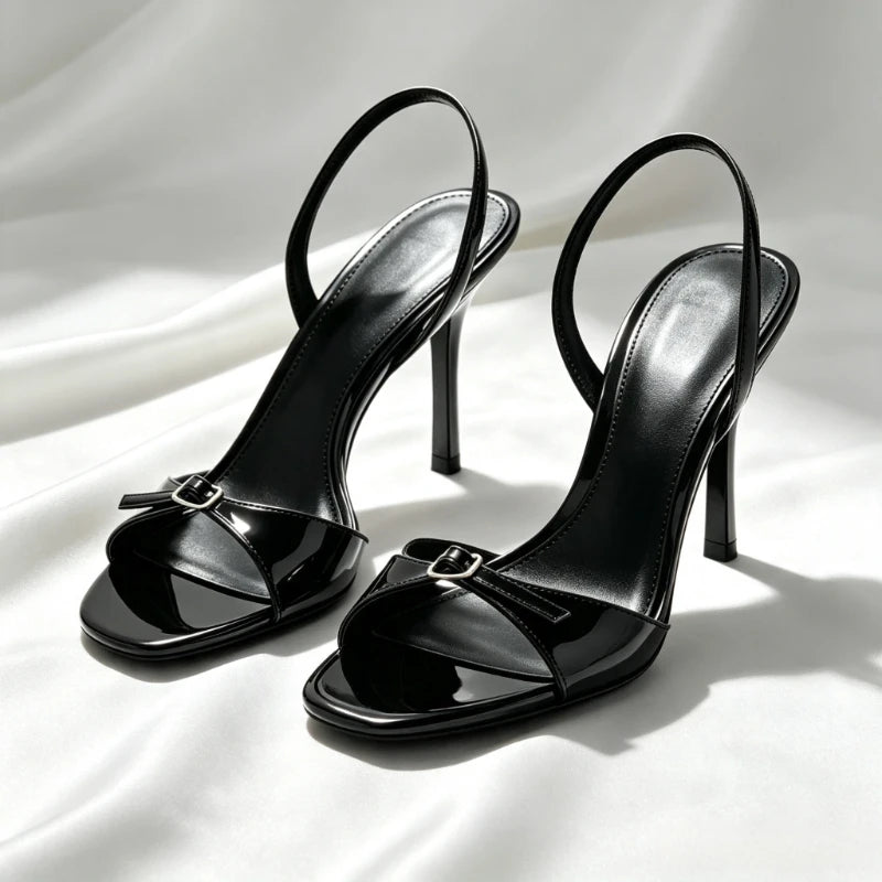 Front Metal Buckle Strap Design High Heel Sandals Women Fashion Open Toe Slingback Heels for Ladies Summer Elegant Women's Shoes