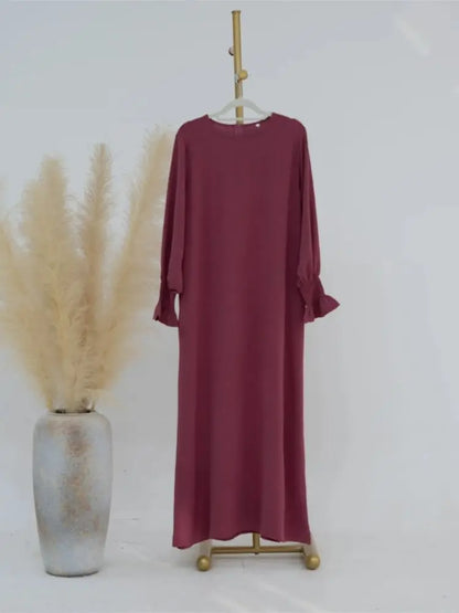 Eid Jersey Solid Modest Under Abaya Dubai 2024 Palestine Women Islamic Clothing Muslim Kaftan Inner Dresses Robe Femme Musulmane