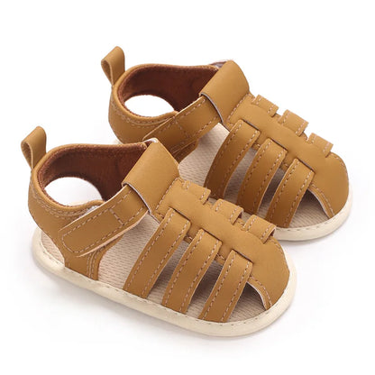 0-1Year Baby Shoes Infant Pre-Walker Shoes Cute Teddy Bear Pattern Summer Sandals Soft Sole Adjustable Strap Daily Footwear