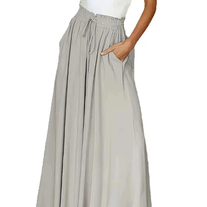 Women's loose pocket pants, wide-leg yoga pants, high-waisted fitness pants, waist-cinching casual pants, trousers