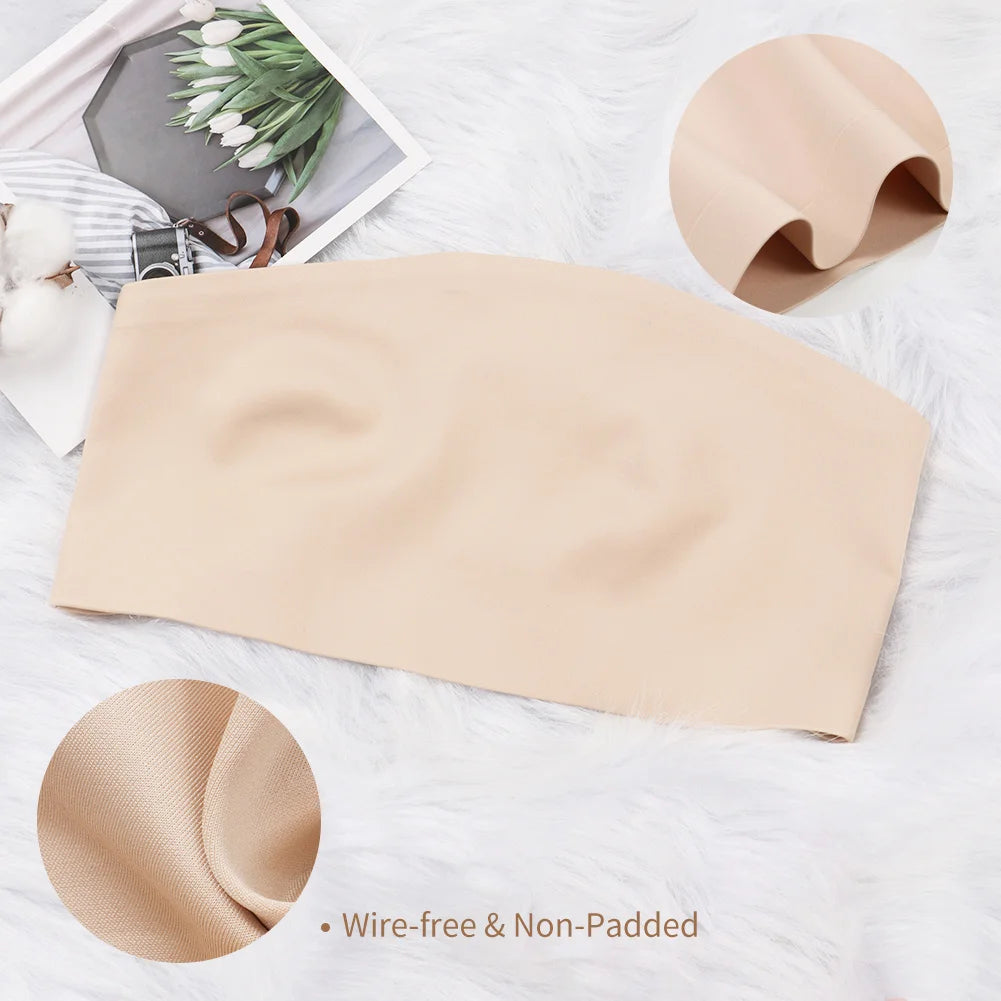 Sexy Seamless Strapless Tube Top Bra Women's Half Cup Ultra Thin Silicone Non-slip Underwear Off-the-shoulder  Dress Lingerie