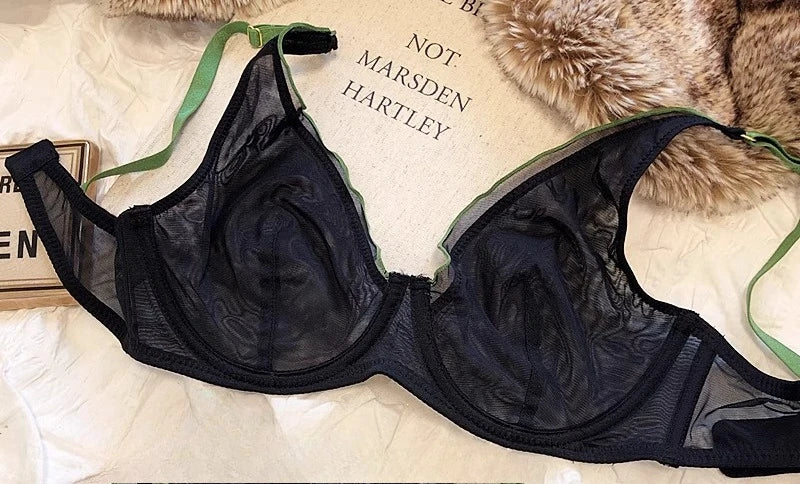 Minimizer Bra Plus Size Underwire French Style Triangle Cup Push Up Sexy Mesh Lingerie Set Support 32-40 MOYISU Sexy Bra Set BC
