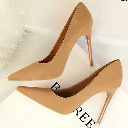 BIGTREE Shoes Classic High Heels Woman Pumps Sexy Office Shoes Stiletto Heels Fashion Large Size Women Heels Pumps Grey Green