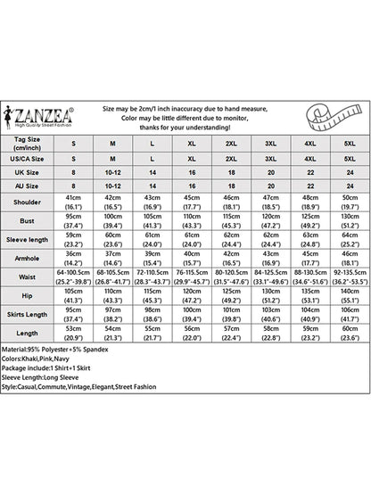 ZANZEA Elegant Muslim Sets Ramadan Outfits Women Autumn Long Sleeve Dress Suit Solid Shirt Long Skirt 2026 Spring Matching Sets