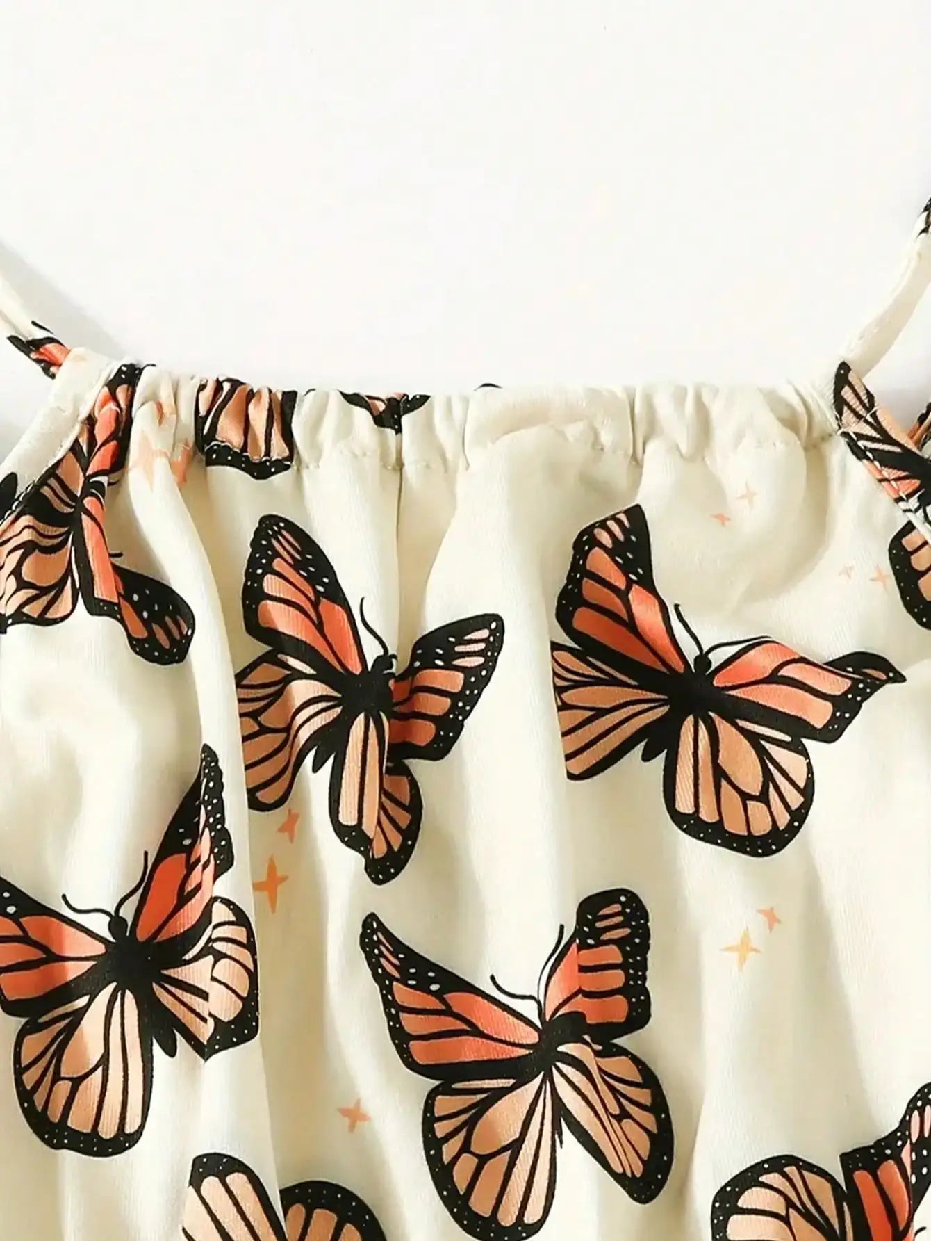 Girls Sleeveless Jumpsuit Summer Casual Breathable Stretchy Cute Butterfly Print Comfortable Fashionable Girls' Outfit