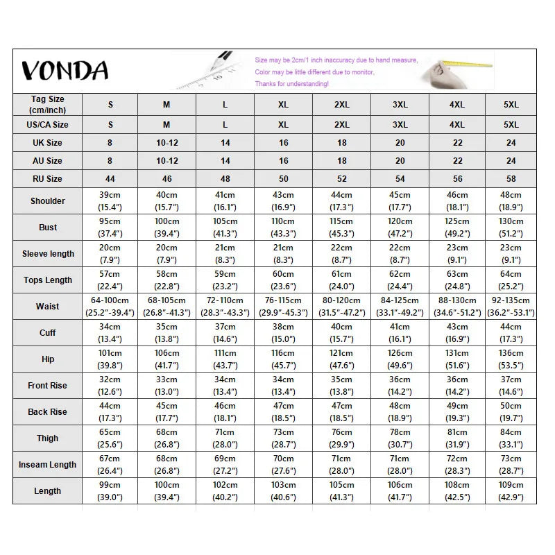 VONDA Summer Thin Women Pant Sets Print 2pcs Casual Short Sleeve Tops Wide Leg Pants Streetwear Two-piece Outfits Blusas Trouser
