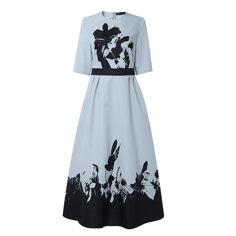 ZANZEA Stylish Floral Printed Dress Bohemian Women Maxi Long Dress Trend O Neck Half Sleeve Party Dresses Elegant Evening Gown