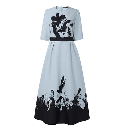 ZANZEA Stylish Floral Printed Dress Bohemian Women Maxi Long Dress Trend O Neck Half Sleeve Party Dresses Elegant Evening Gown