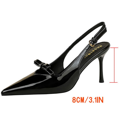 BIGTREE Shoes Women Pumps Bowknot High Heels 8 CM Stilettos Hollow Out High Heeled Sandals Summer Shoes Buckle Sexy Party Shoes