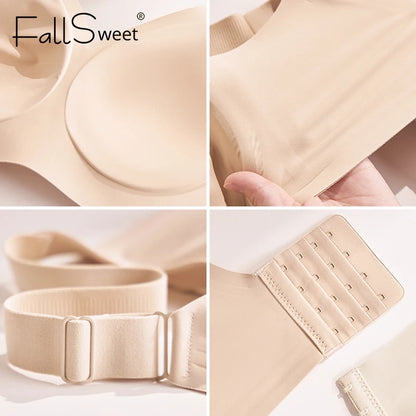 FallSweet Women Push-Up Seamless Bra Plus Size Wireless Bralette Adjust Straps Full Cup Breathable Lingerie Intimates Underwear