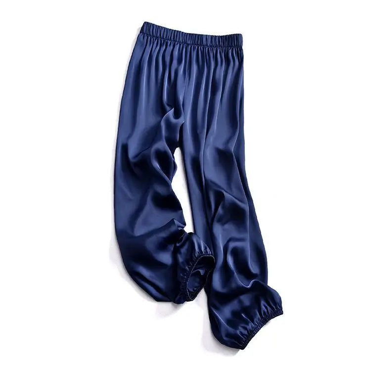 Summer Fashion Elastic Waist Loose Casual Ankle Length Satin Lantern Pants Women Solid Color All-match Trousers Female Clothes