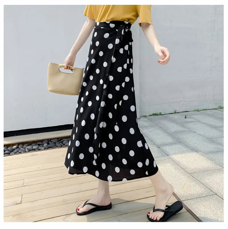 Vacation Style Wrap Skirt Beachside Long Skirt Women's High Waist A-Line Midi Skirt Floral Print One-Piece Summer Spring