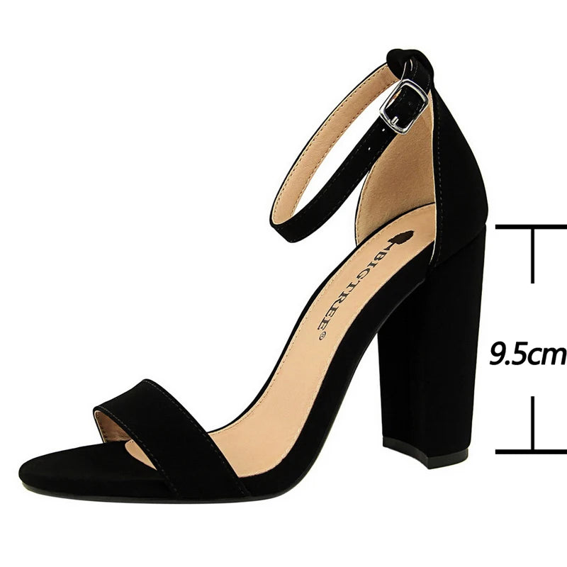 BIGTREE Shoes Sexy High Heels Women Pumps Block Heels Women Sandals Suede Women Heels Female Shoes High Heeled Sandals Summer