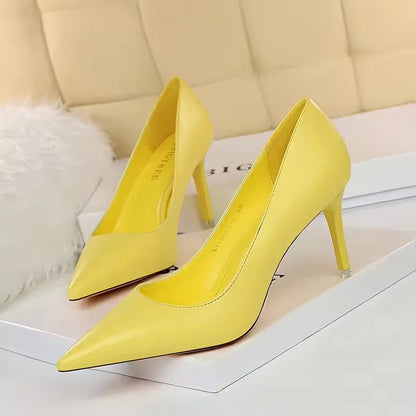 BIGTREE Shoes Women Pumps Pu Leather High-heeled Shoes Fashion Wedding Shoes Stiletto Heels Sexy Party Shoes Large Size 42 43