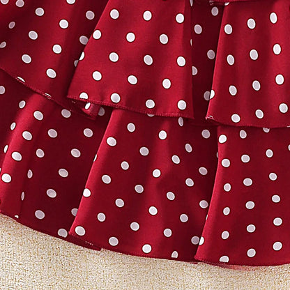 Princess Dress for Kids 4-12 Years Summer Polka Dot Cake Dress For Girls Formal Dresses Birthday Hosting Party Beach Vacation