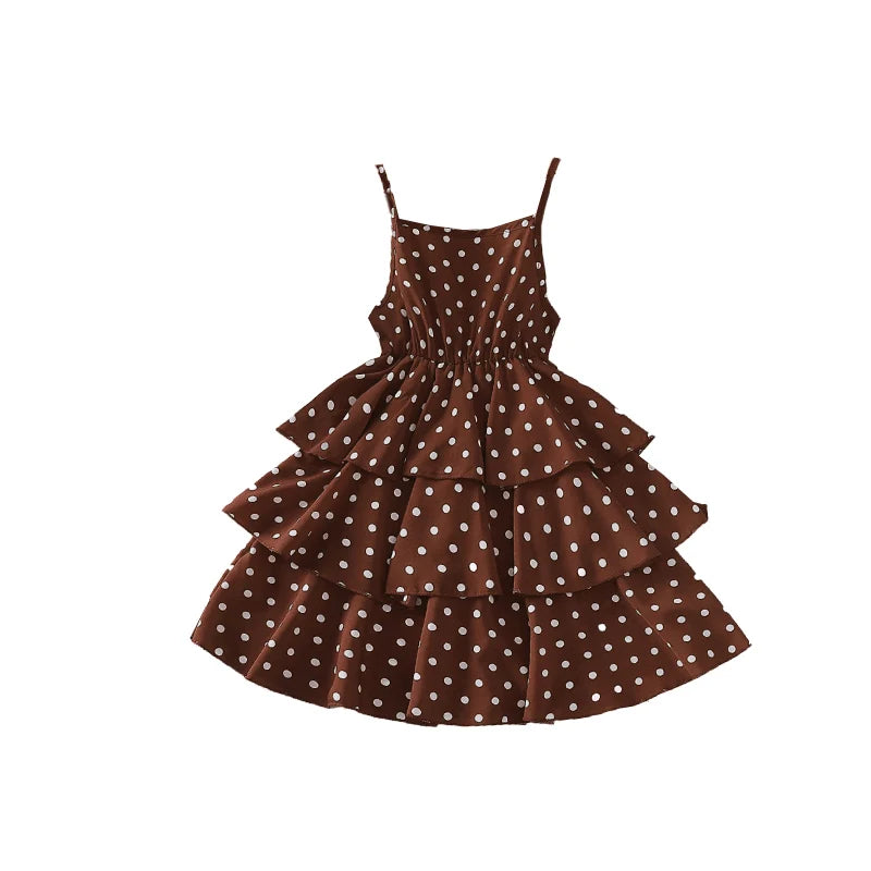 Princess Dress for Kids 4-12 Years Summer Polka Dot Cake Dress For Girls Formal Dresses Birthday Hosting Party Beach Vacation