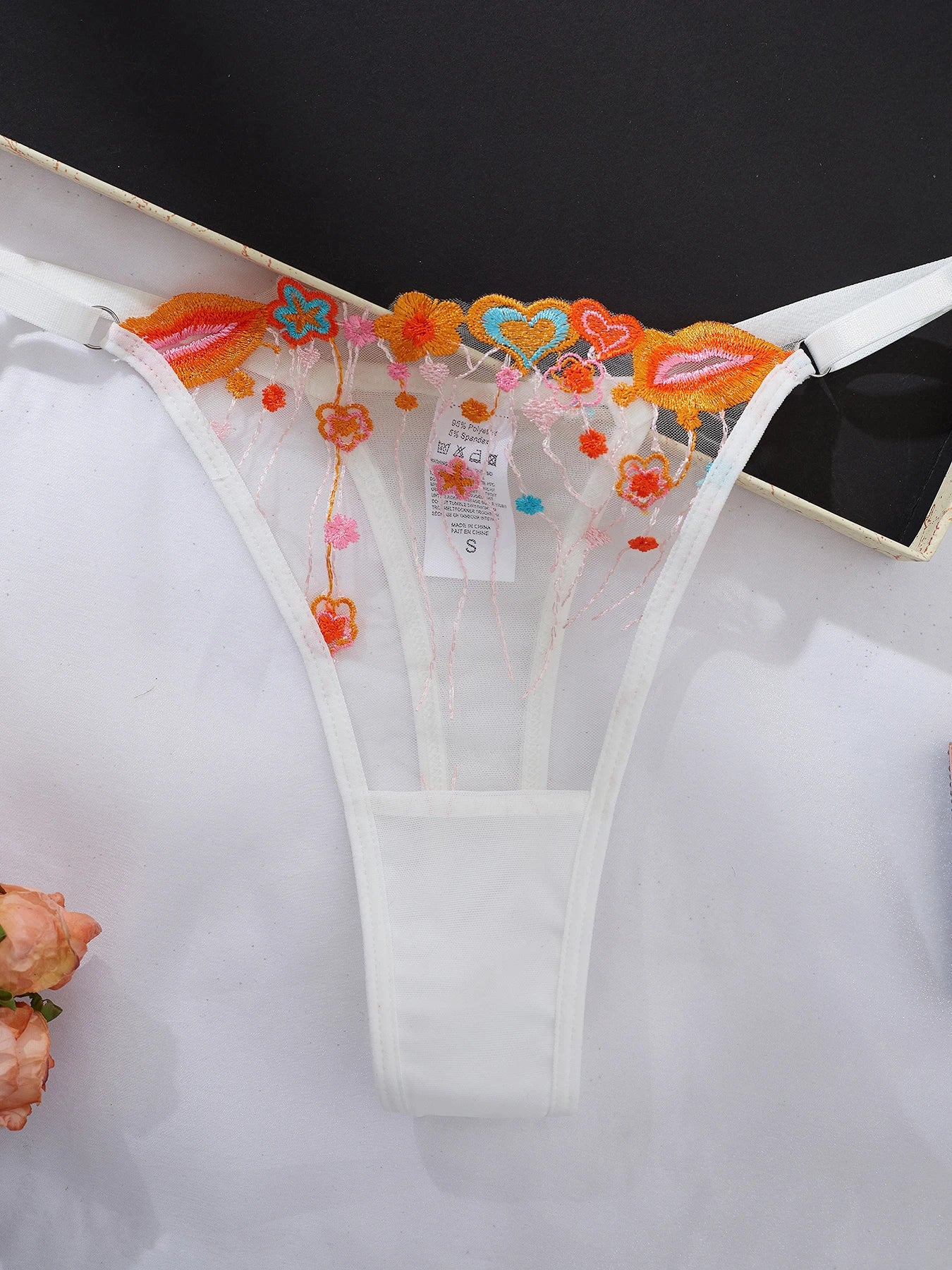 2026 Newest Thong Set Floral Embroidery Sexy Lingerie Set Women Thin-Transparent Bralette Underwire Bra Brief Set