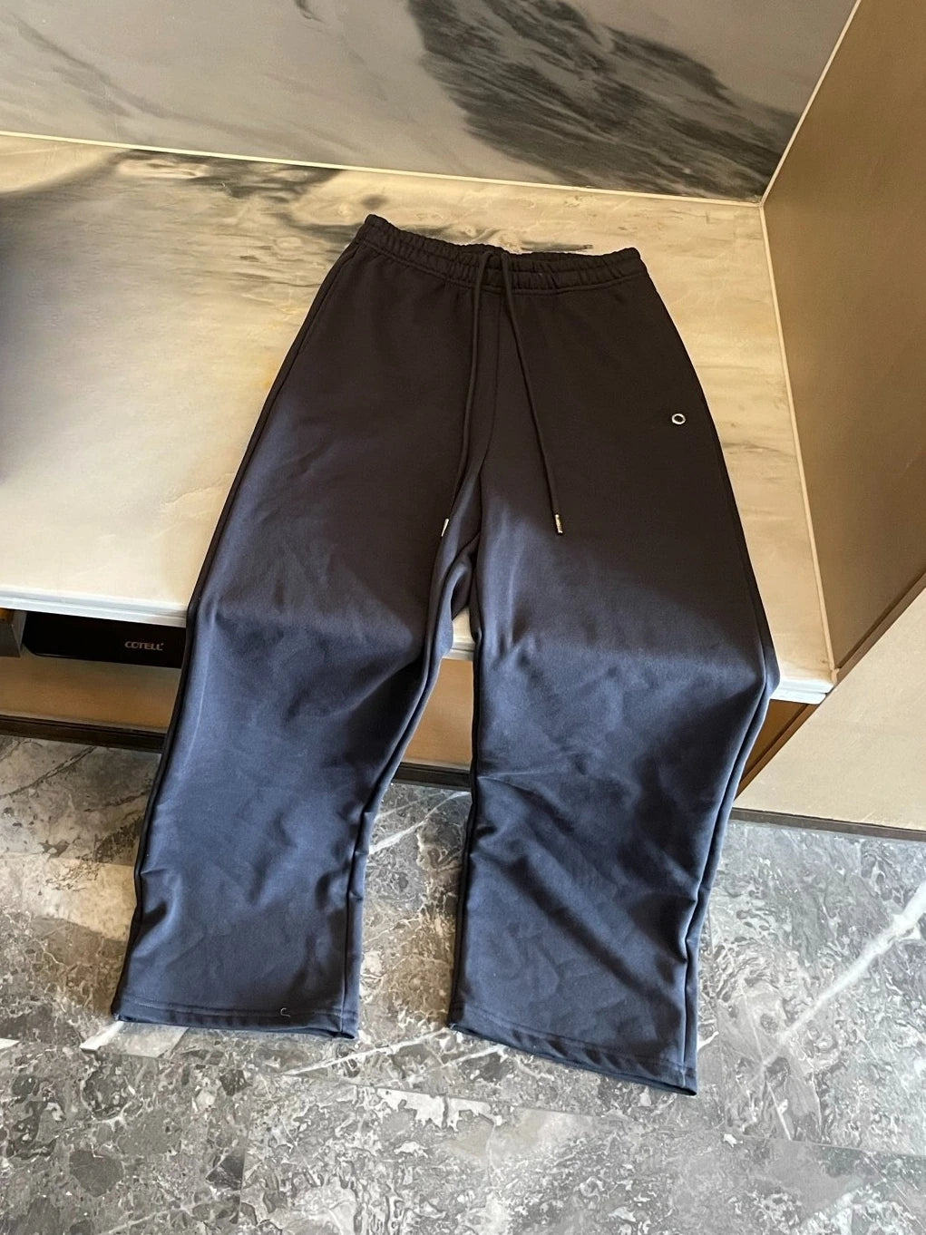 Casual Loose Black Wide Leg Pants Cotton Sports Straight Trousers Women Spring Elastic High Waist Drawstring Women's Sweatpants
