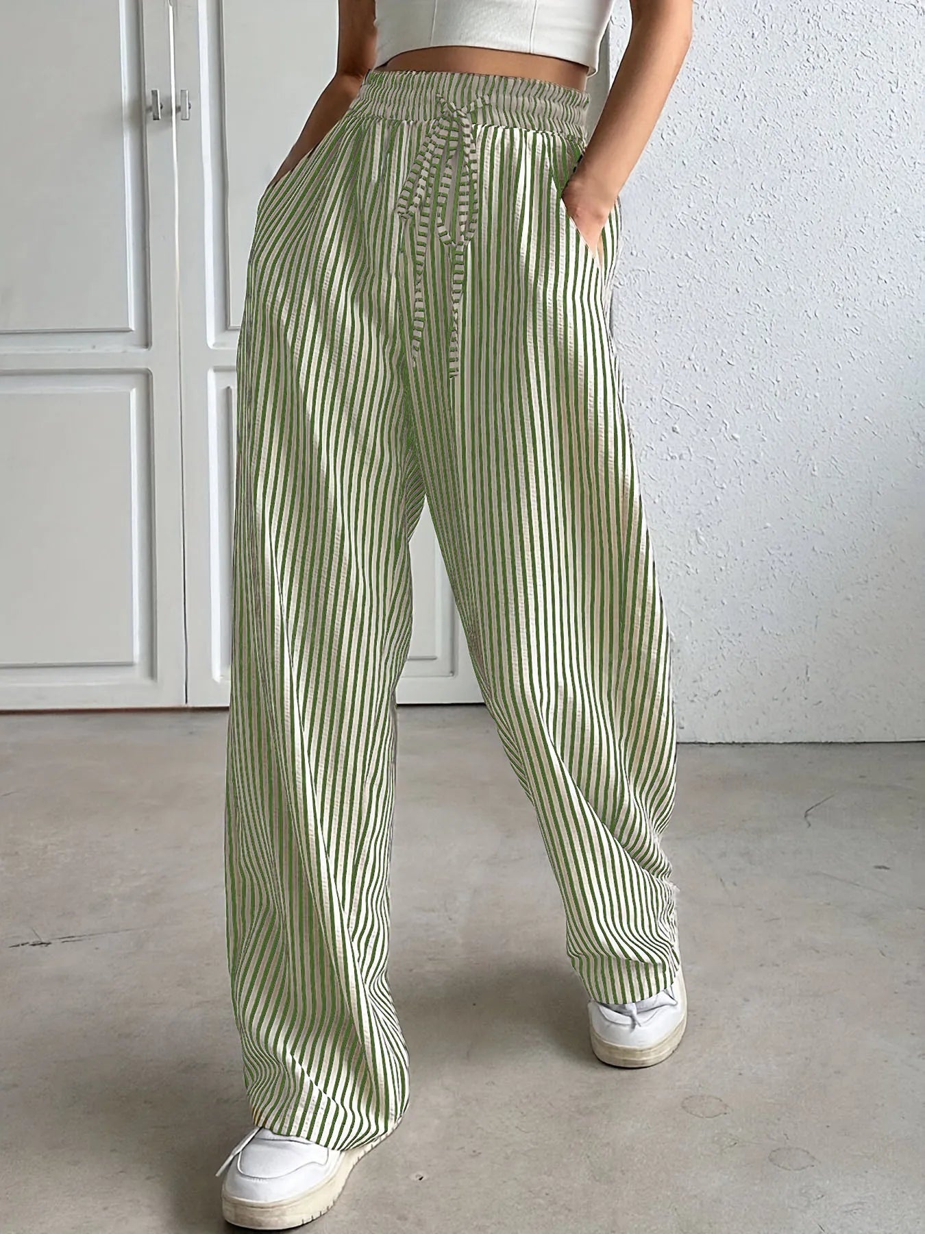 Women's Best-Selling Striped Casual Straight-Leg Pants