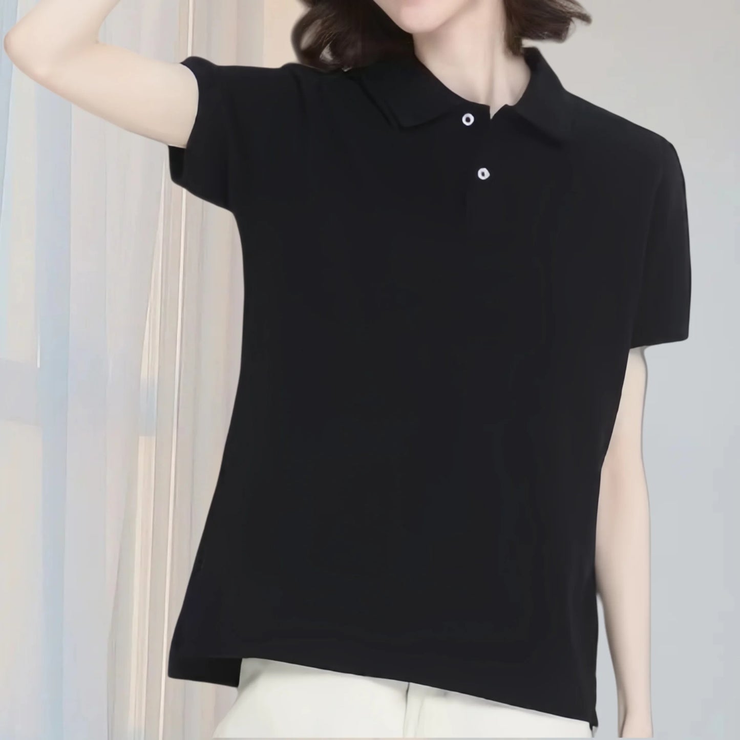 Summer Polo Shirts Korean Style Women Cool Ice Silk Short Sleeve Shirt Breathable Quick Dry Casual Golf Shirts Pullover Tee Tops