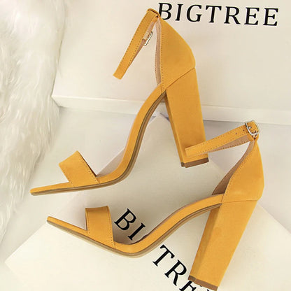 BIGTREE Shoes Sexy High Heels Women Pumps Block Heels Women Sandals Suede Women Heels Female Shoes High Heeled Sandals Summer