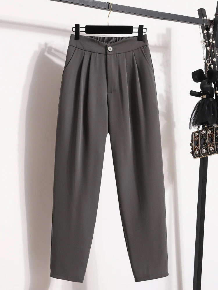 High Quality Korean Style Straight Trousers Plus Size Pants Woman Autumn Winter 2026 New Arrival High Waist Suit Pants