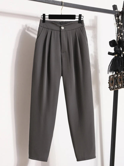 High Quality Korean Style Straight Trousers Plus Size Pants Woman Autumn Winter 2026 New Arrival High Waist Suit Pants