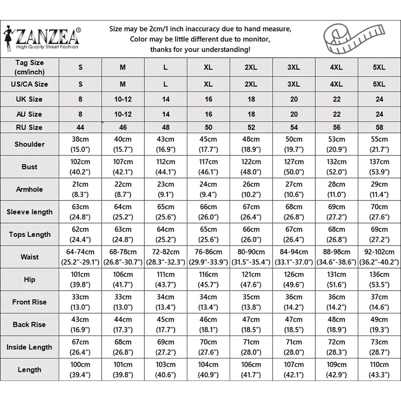 ZANZEA Plus Size-Women's Ribbed Knit Pant Suits Long Sleeve Tops & Slit Hem Wide-Leg Pants 2 Pieces Sets Cozy Loose Outfits 5XL