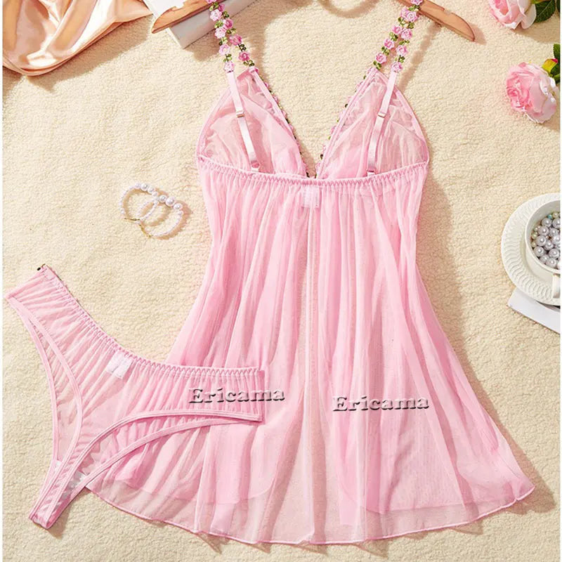 Sexy Lingerie Set Women Erotic Bra Nightdress Sexy Lace Sleepwear Slim Dresses Pajamas Nightgown Nightwear Sleepwear & Dresses