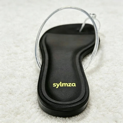 Shiny Rhinestone Decorated Flat Sandals Women Fashion Transparent PVC Clip Toe Flip Flops Summer Light Comfortable Women Shoes