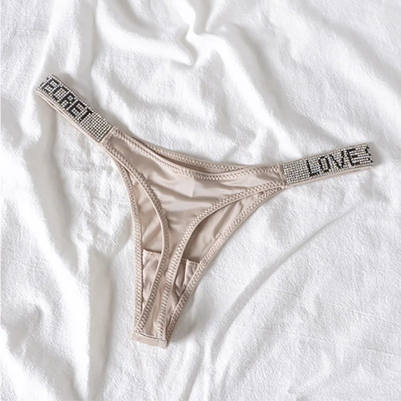 Comfort Ice Silk Seamless Panties Women G String Sexy Rhinestone Leopard Underwear Cotton Low Waist Fitness Lingerie T Thongs