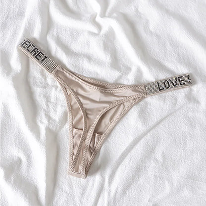 Comfort Ice Silk Seamless Panties Women G String Sexy Rhinestone Leopard Underwear Cotton Low Waist Fitness Lingerie T Thongs