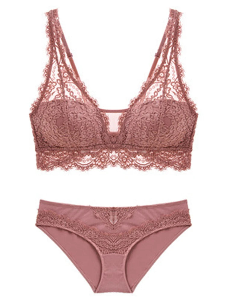 Fashion Sexy Bra set Women's push up Lace Underwear Panties Thin breathable bra set Jacquard Sexy Underwear