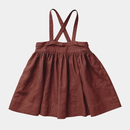 Girls Sweet Cute Cotton And Linen Strappy Dress 2026 Summer New Baby Girl Japanese College Style Cross Buckle Linen Dresses