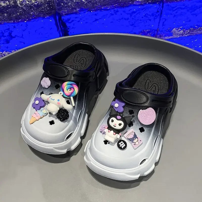 Kuromi Summer Children Slippers Girls Soft Comfortable Slippers Women's Cute Cut-Outs Casual Versatile Outside Beach Sandals