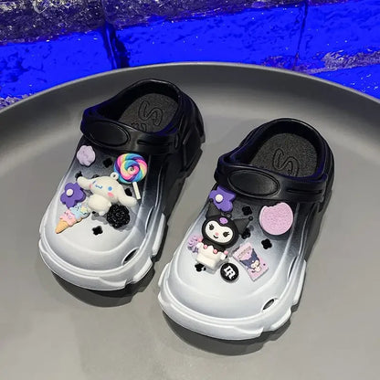 Kuromi Summer Children Slippers Girls Soft Comfortable Slippers Women's Cute Cut-Outs Casual Versatile Outside Beach Sandals