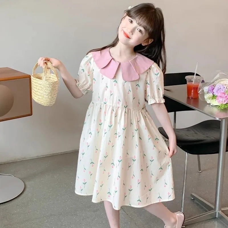 Floral Cute Casual Dress Elegant Dresses for Girl 8 To 14 Year Old Girls Clothes 11 12 Years Luxury Up Kids Summer Child Little