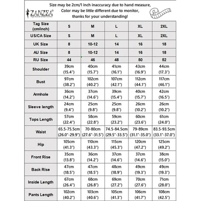ZANZEA Fashion Women 2 Pieces Sets Summer Office Outfits Casual O Neck Short Sleeve Drawstring Blouse Pants Sets Solid Tracksuit