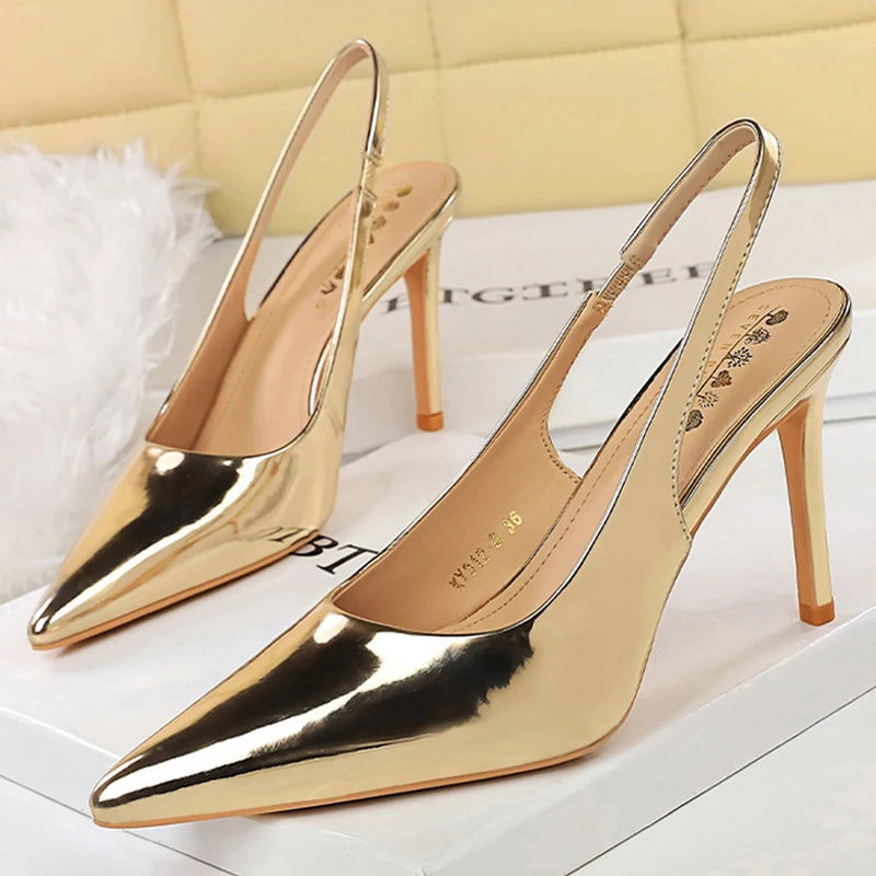 BIGTREE Shoes Women Pumps Patent Leather High Heels Sexy Party Shoes Stiletto 9 cm Heels Summer Heeled Sandals Lady Plus Size 43