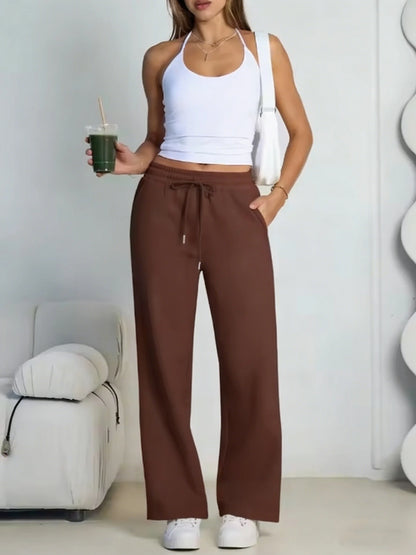 2026 New Harajuku Wide Leg Sweatpants Women Streetwear Baggy Oversize Gray Sports Pants Woman Drawstring Casual Joggers Trousers
