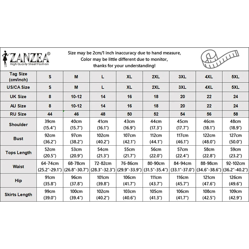 ZANZEA Women's Korean Fashion Skirt Suits Ruffles Trim Sleeveless Top & A-Line Maxi Skirt 2 Piece Sets Casual Elegant Outfits