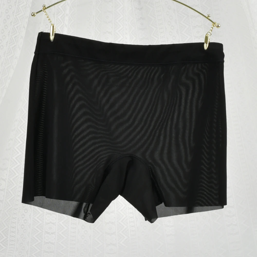 1pc Summer Ice Silk Ultra-thin Boxer Underwear Women Seamless High Waist Panties Plus Size Quick Dry Female Safety Short Pants