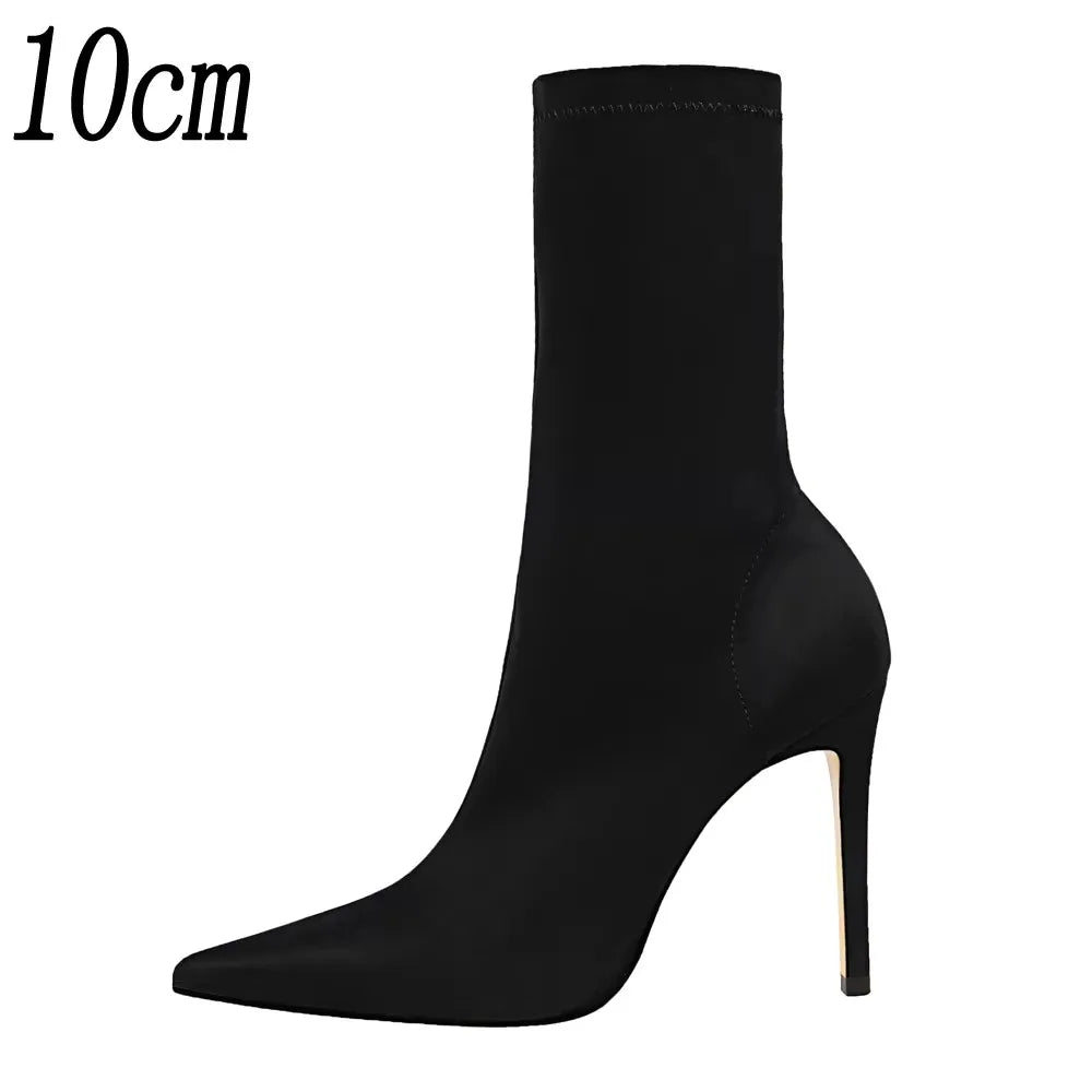 2026 New Socks Boots Fashion Ankle Boots For Women Boots Balck Pointed Toe Elastic Heels Shoes Fetish Autumn Winter Female Shoes