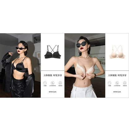 Victoria Style MOYISU Pink Leopard Wireless Bra Set, Front Hook Design, Push Up Bralette, Sexy Back Lingerie To Boost Small Bust