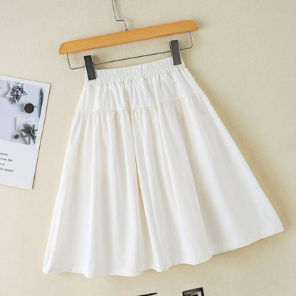 Preppy Style Over The Knee Pleated Skirt for Tween Girls Knee Length Schoolgirl Skirt Spring Autumn Seasonal Casual Wear
